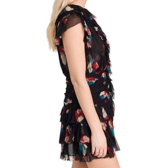 Ulla Johnson Zina Nocturne Ruffle Shibori Silk Crinkle Chiffon Mini Dress 2 - Picture 5 of 14